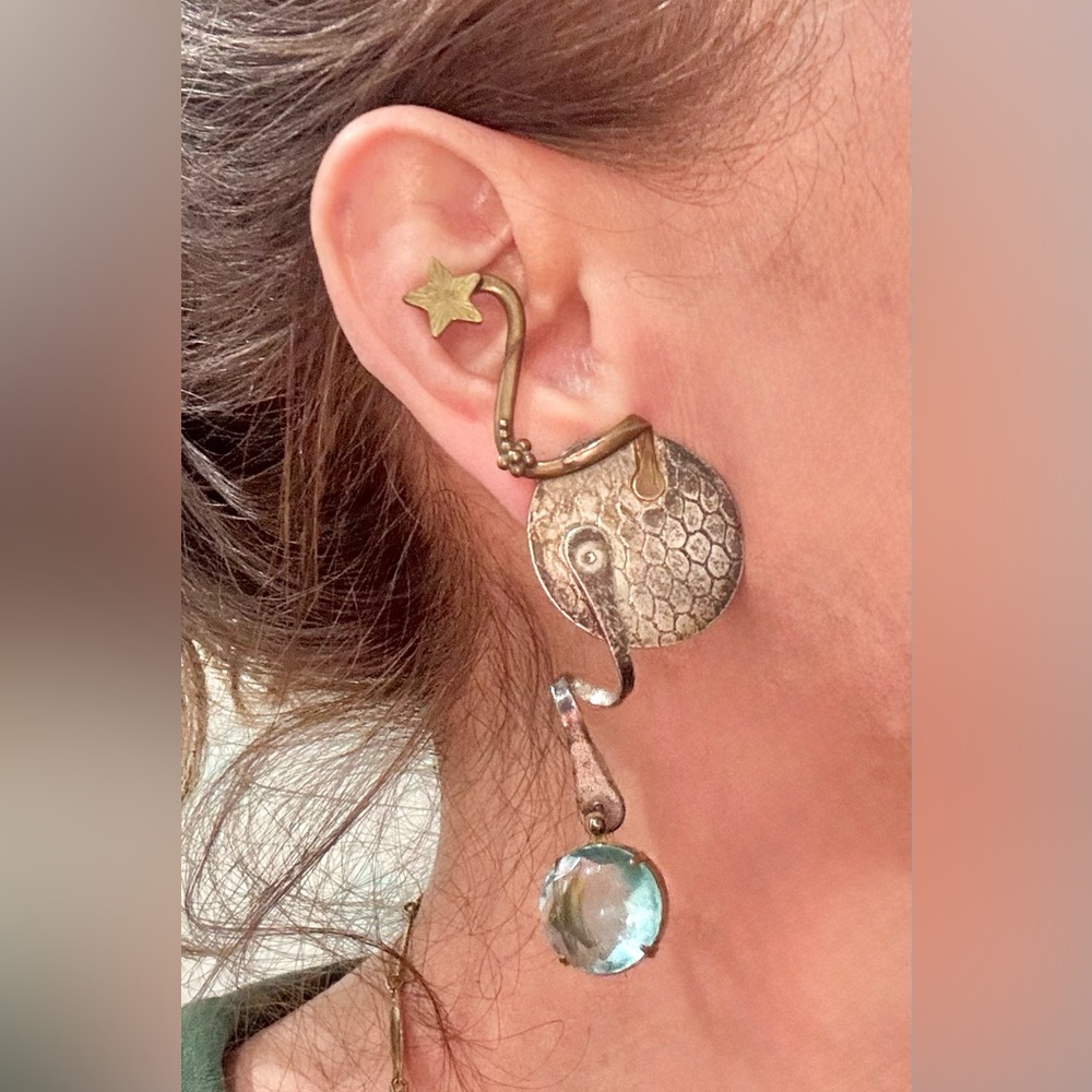Rare Gold/Silver Tone Star Earrings